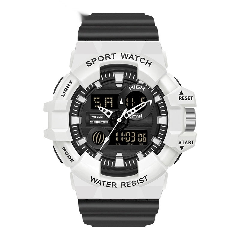 Trendy Sports Montre électronique Mode Double affichage Grand Cadran Lumineux Imperméable Unise