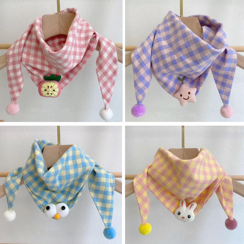 Style coréen coton-linen Plaid enfants écharpe polyvalent et facile à assortir