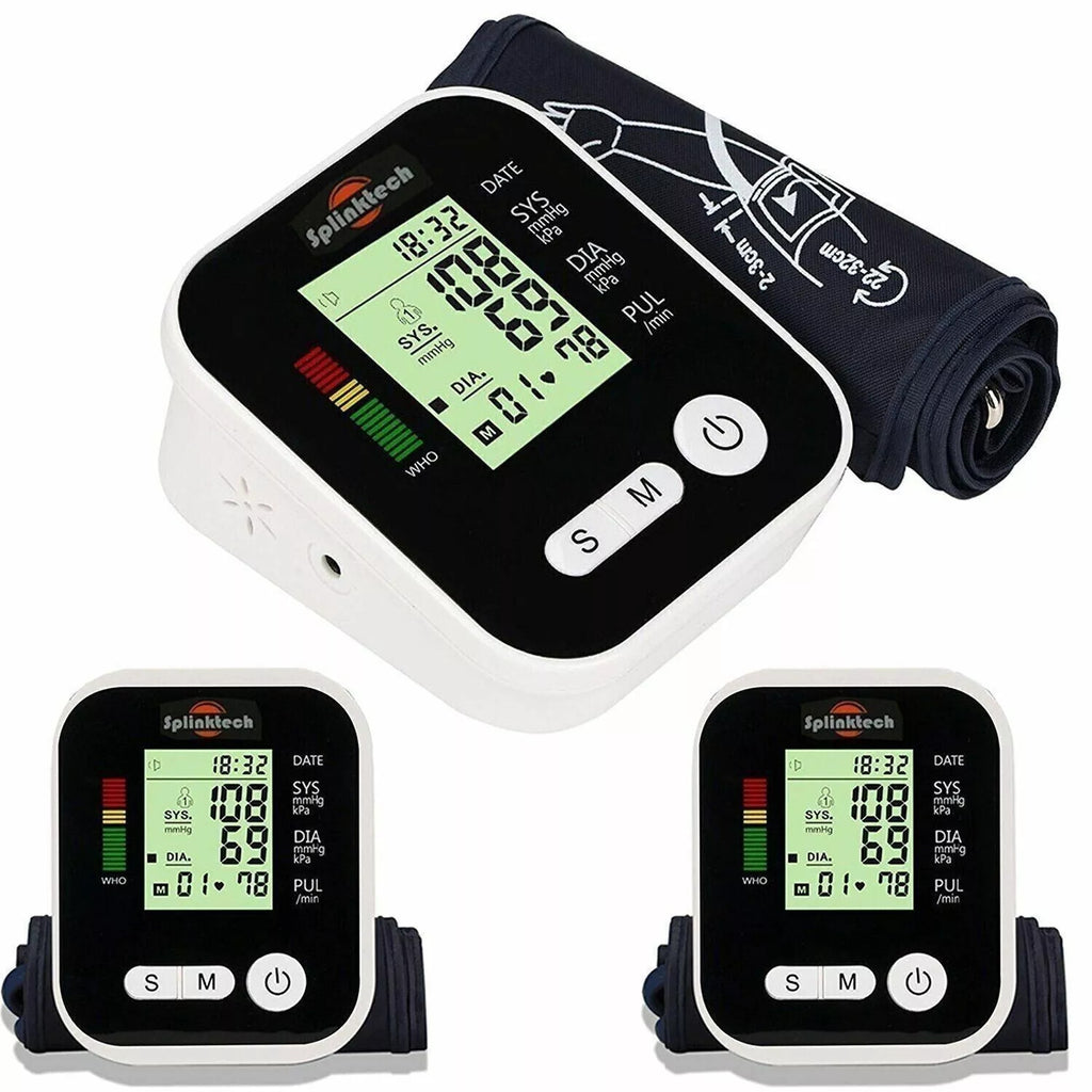 Moniteur de pression artérielle numérique Moniteur de pression artérielle à haut bras à écran LCD Taux cardiaque automatique M