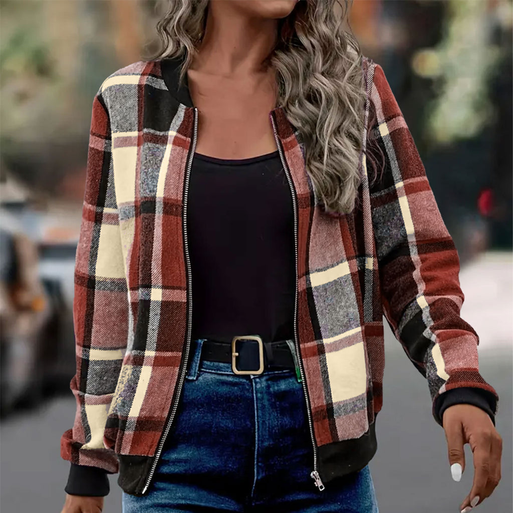 Veste zippée imprimée à manches longues pour femmes