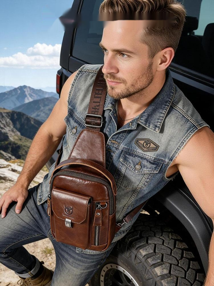 Sac de corps en cuir de vache pour hommes