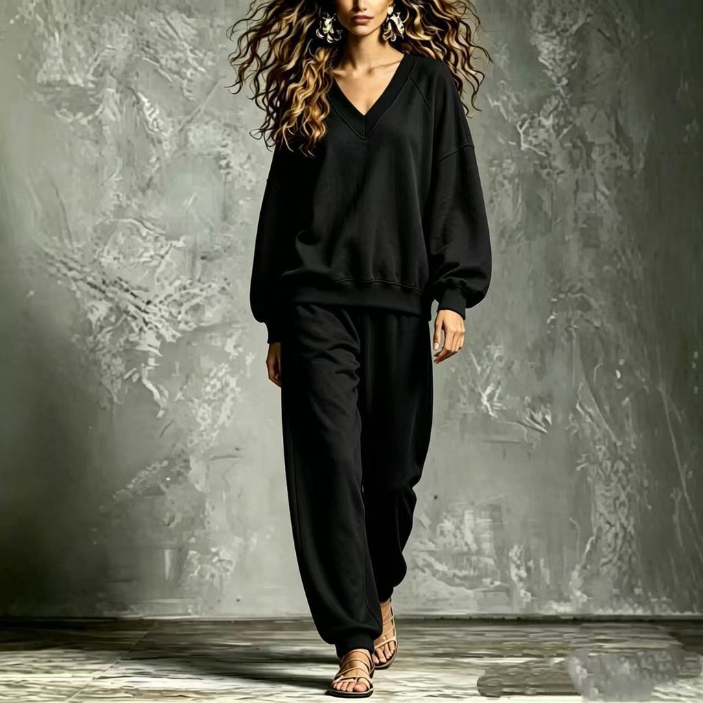 Sweatshirt et sweatpants à manches longues à col en V