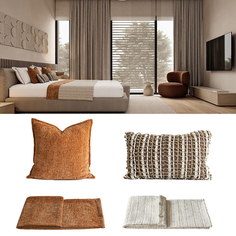 Meublé doux de style vintage pour intérieurs de couleur crème Un ensemble multi-pièces avec lit