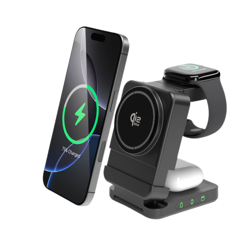 Chargeur sans fil magnétique 3-en-1 25W avec support pliant