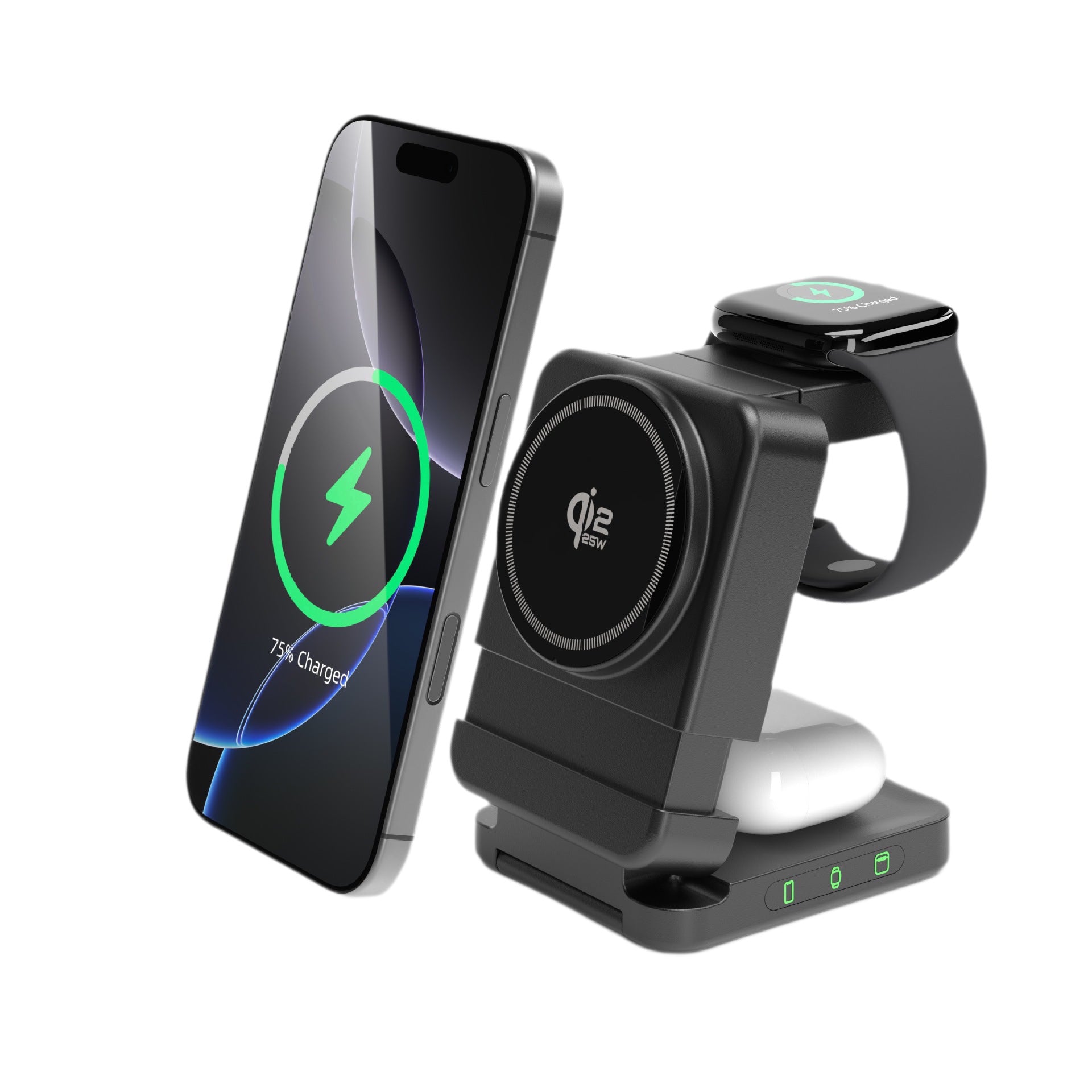Chargeur sans fil magnétique 3-en-1 25W avec support pliant