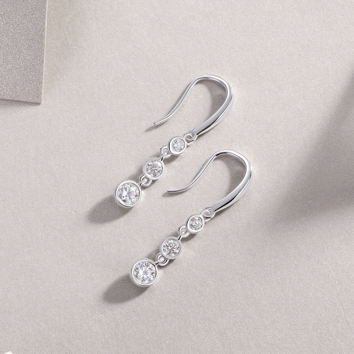 S925 Three-Tone Sterling Silver Drop Earrings