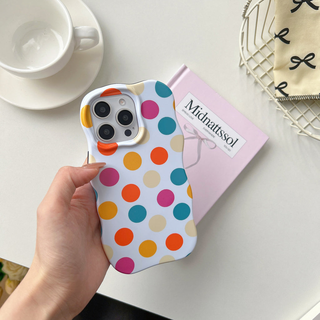 Coque de téléphone à point Polka de couleur brune avec film Wavy