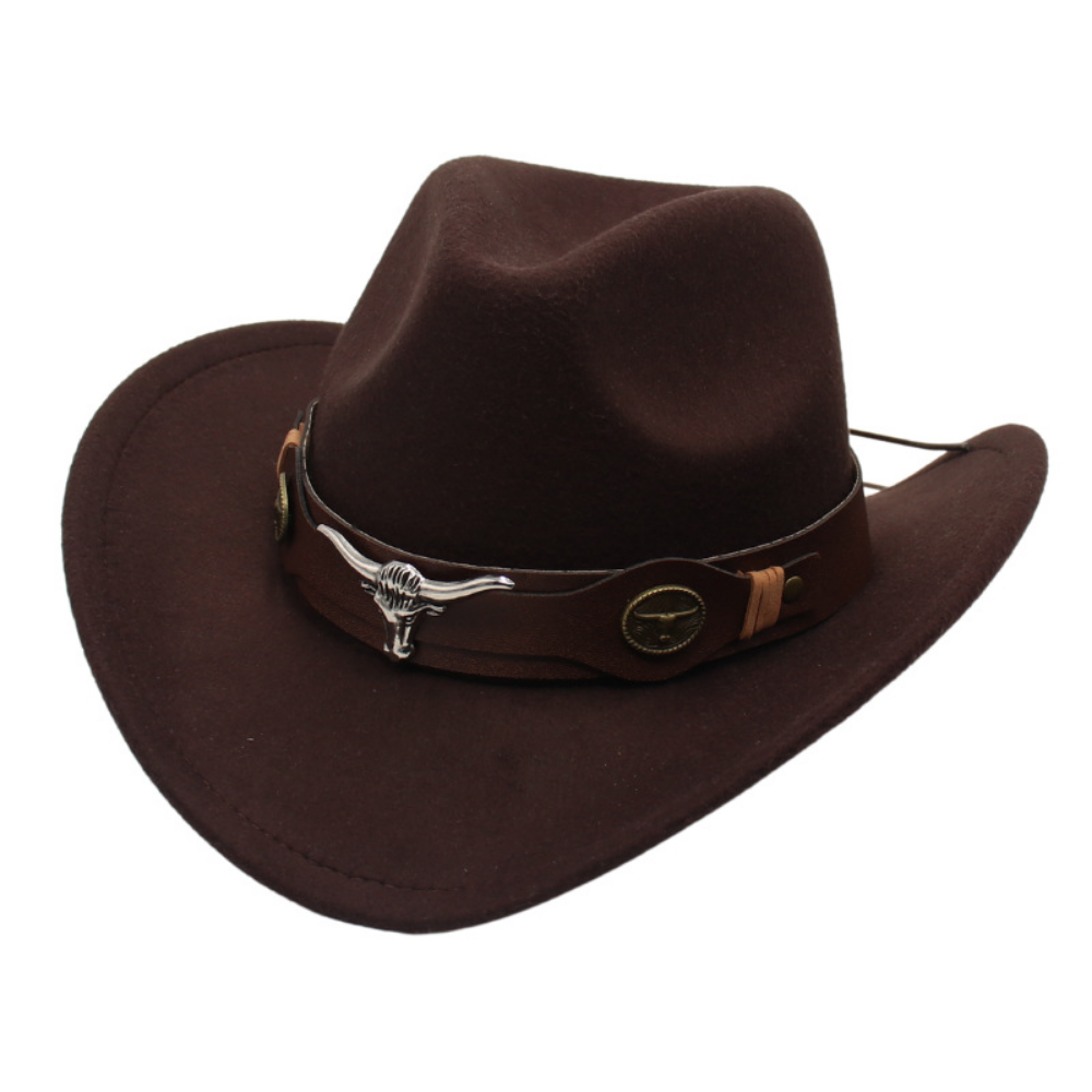 National Style Taureau Tête Décoration Western Cowboy Hat Retro ceinture mode Boucle large