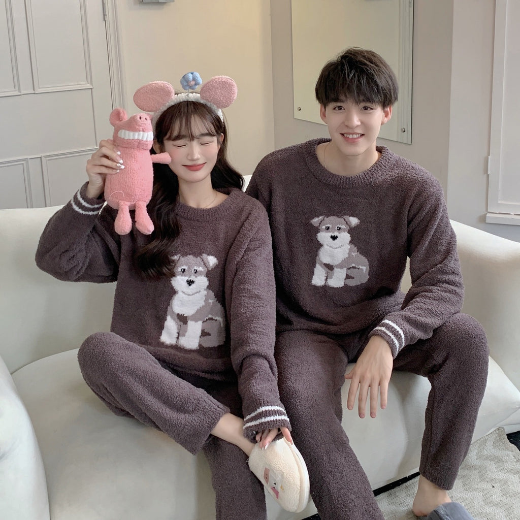 Couple Gp Japonais Mignon chien Parent-enfant Soft Home Porter pantalons à manches longues Ensemble de pyjamas