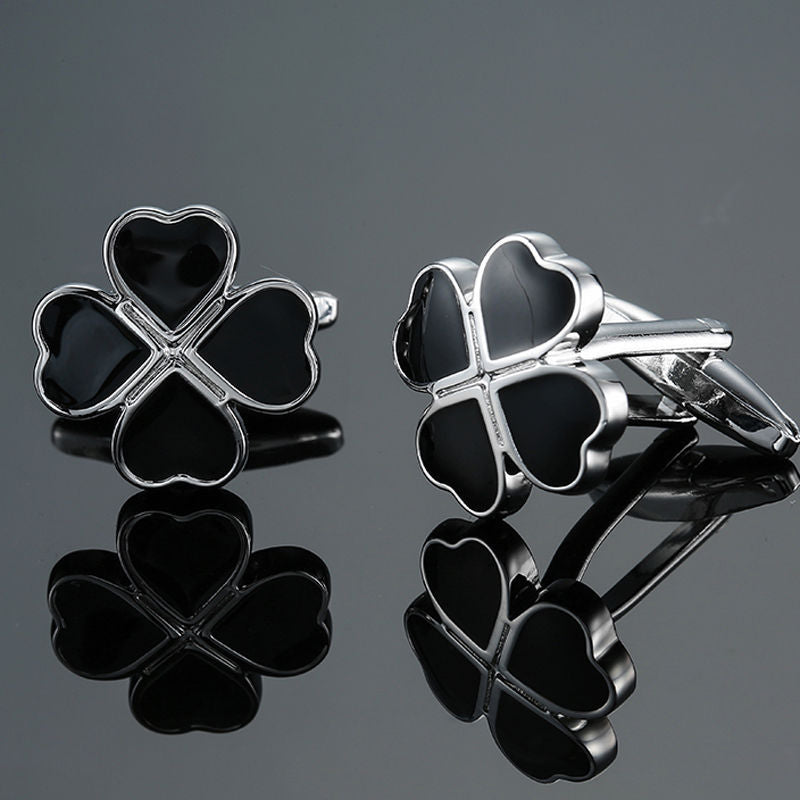 Rose d'herbe Or et Argent Motif Boutons de manchette