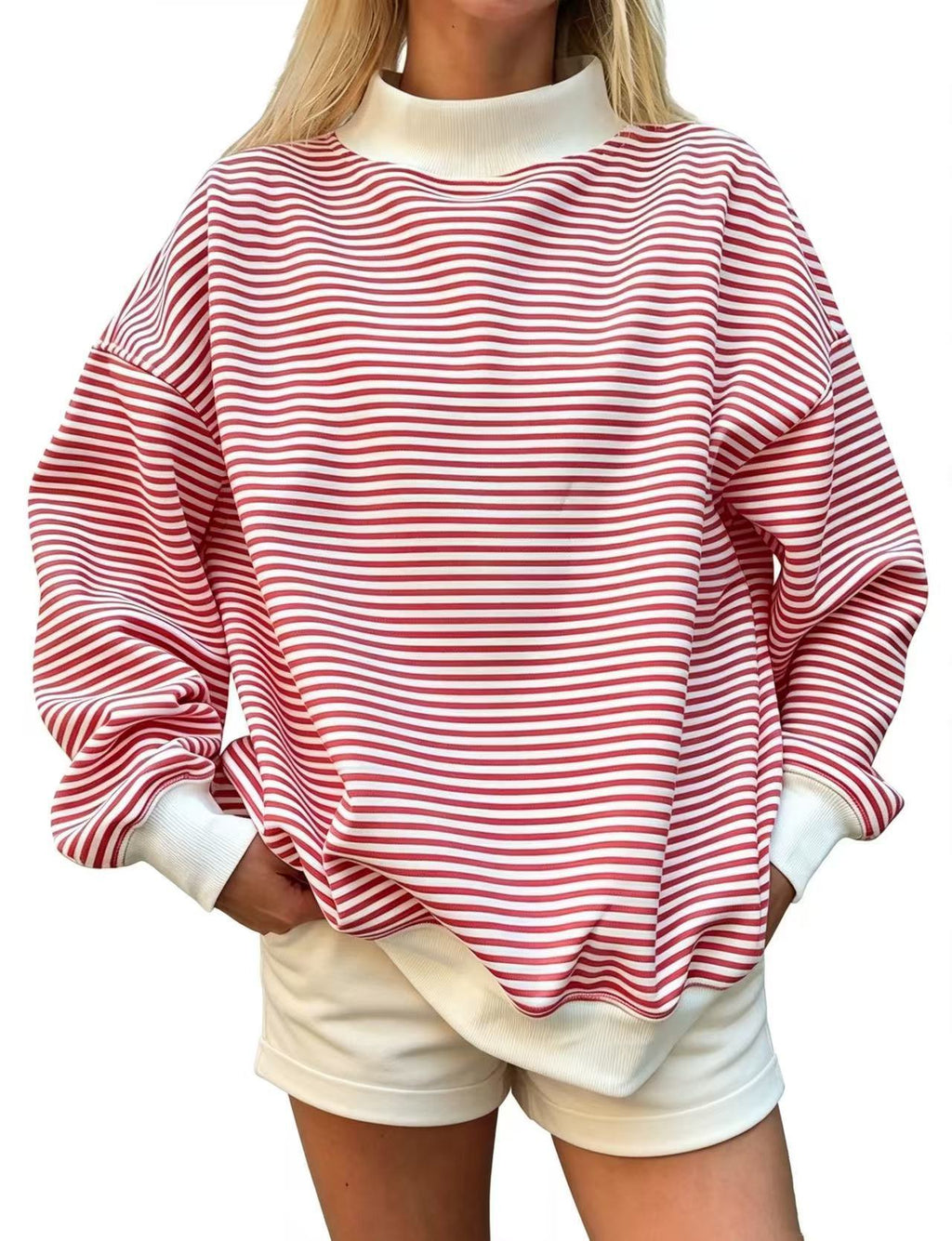 European And American Women's Clothing Amazon Autumn Fashion Casual Striped Long-Sleeve Pu