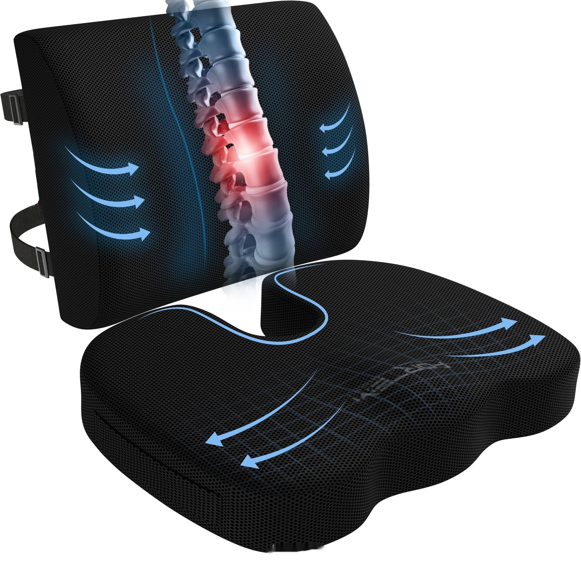 Memory Foam Bureau de siège ergonomique Coussin Siège de voiture CoussinÉpaisseur de siège à bas rapport