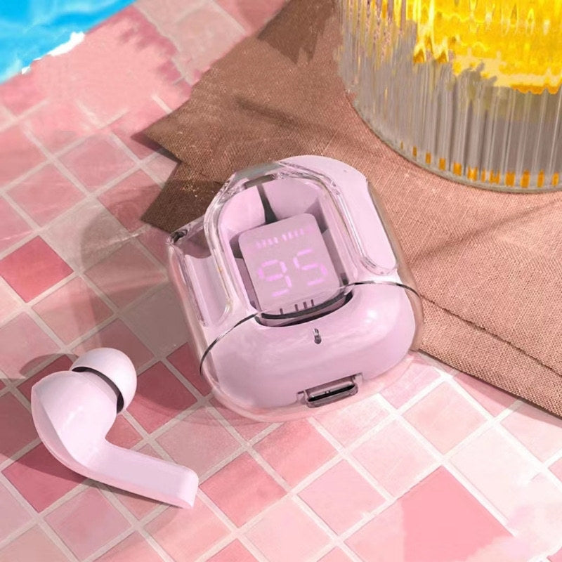 Casque Bluetooth sans fil True sans fil avec boîtier transparent