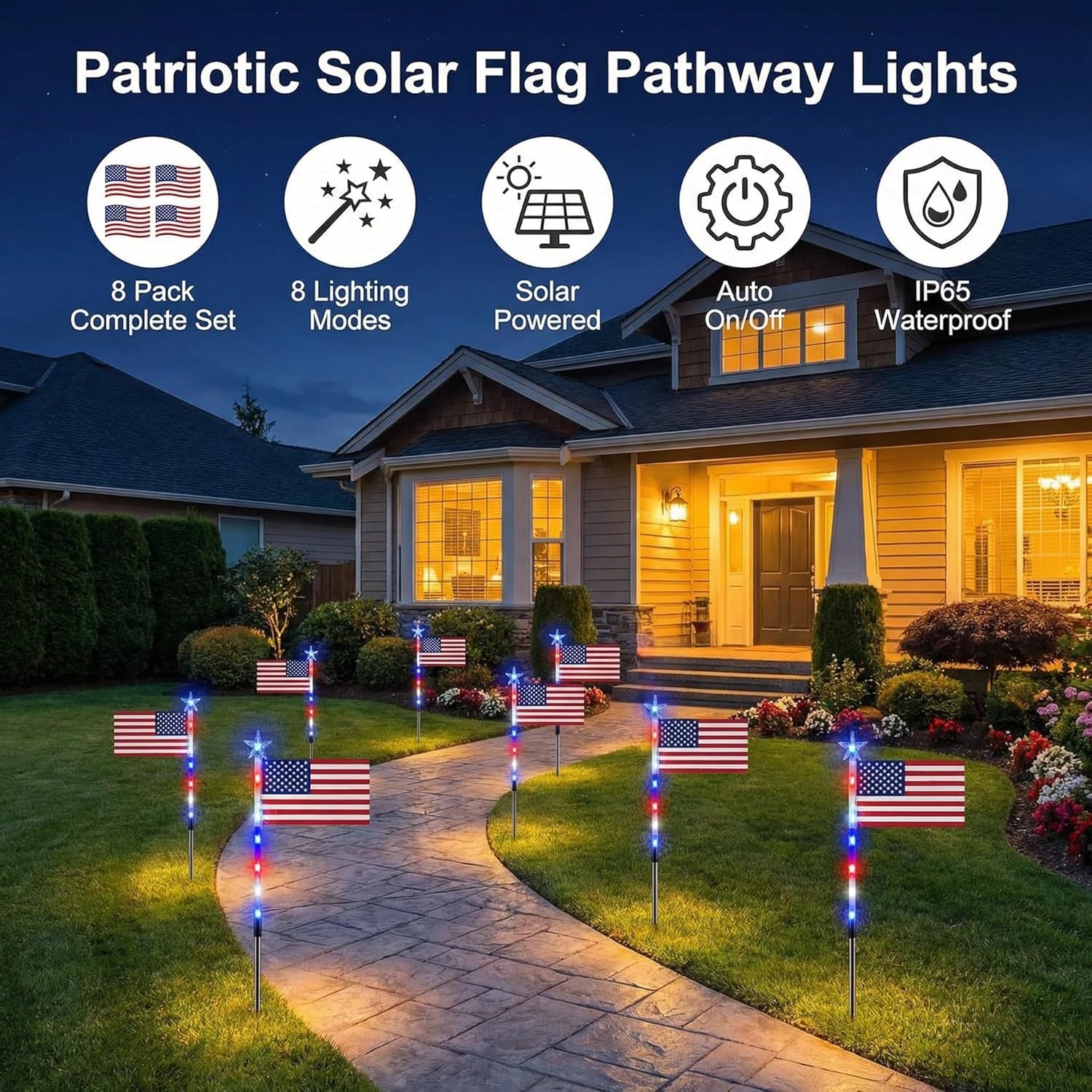 Drapeau national à LED à énergie solaire pour les cours extérieures Et des villas