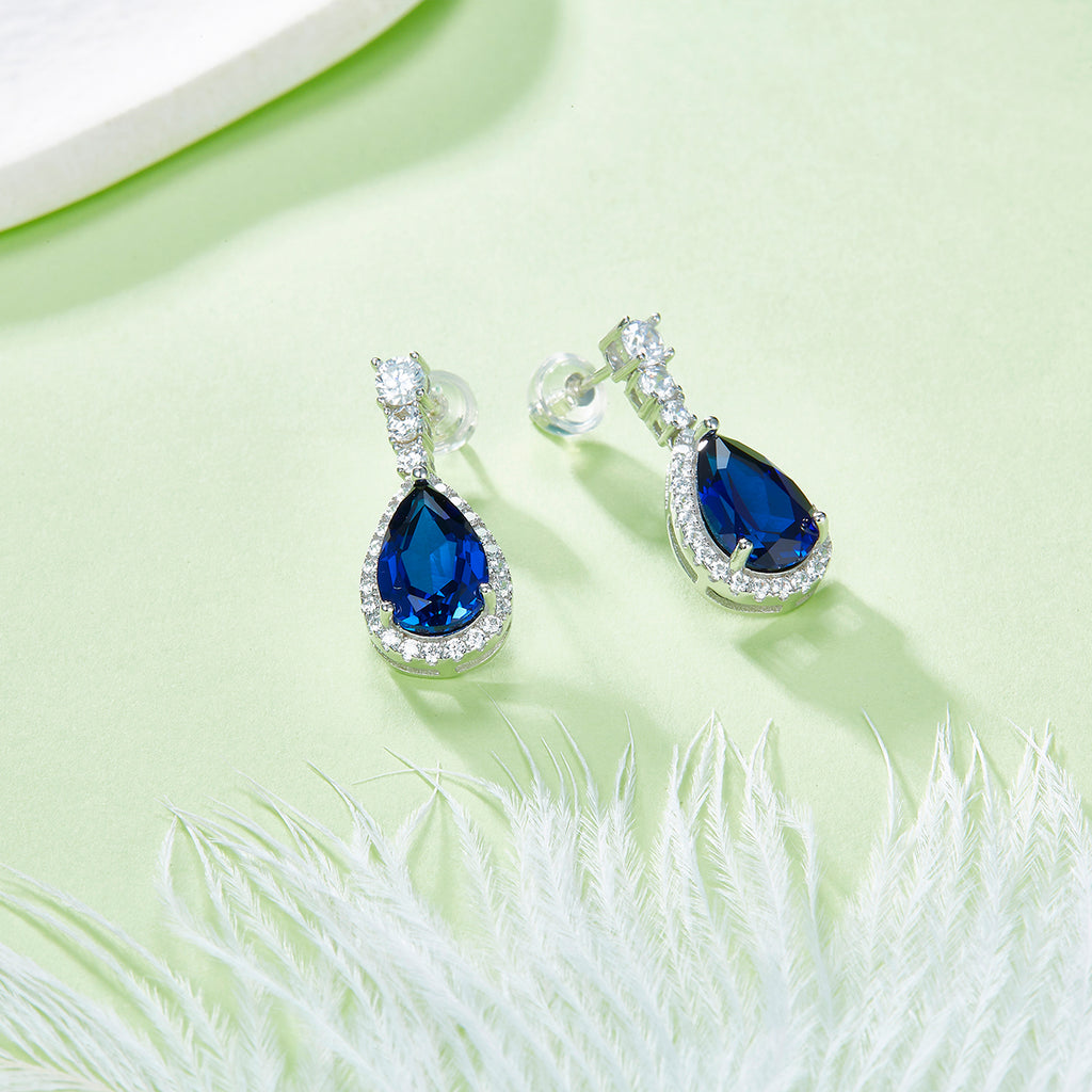 S925 Boucles d'oreilles d'angle en argent sterling Teardrop