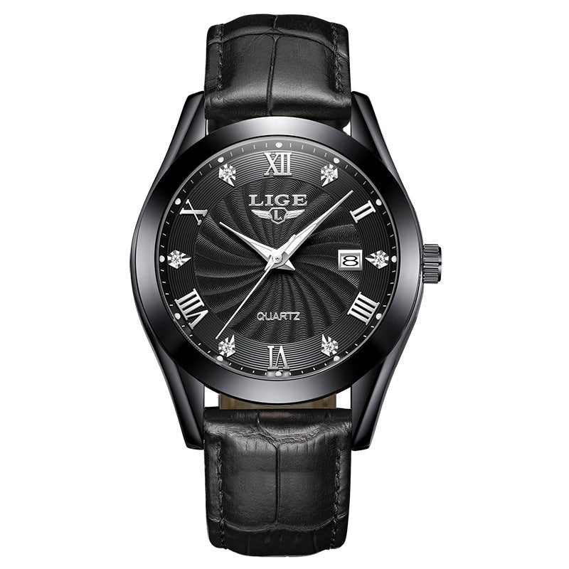 Men's Mid-Age and Elderly Fashionable Simple Waterproof Watch