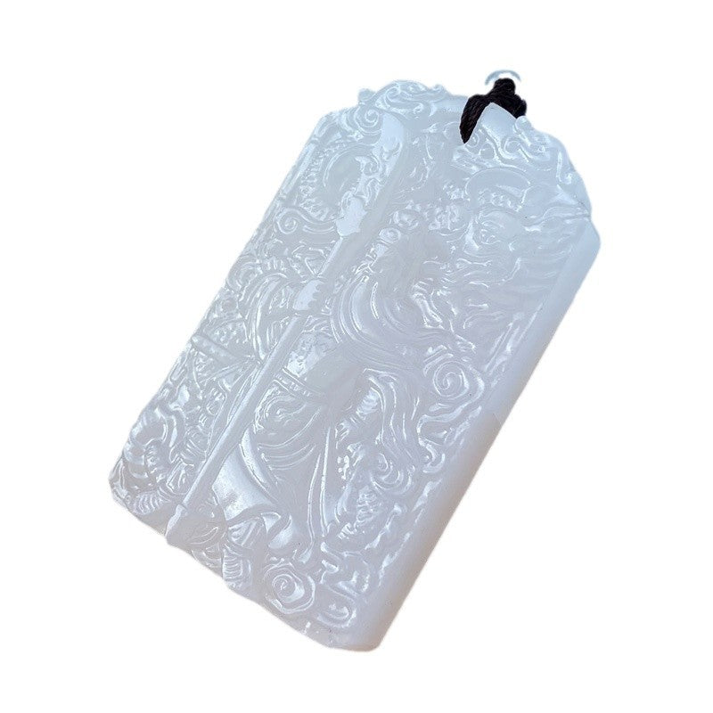 Afghan White Jade Broadsword Guan Gong Pendentif homme Jade Taobao Trembles Live vendra G