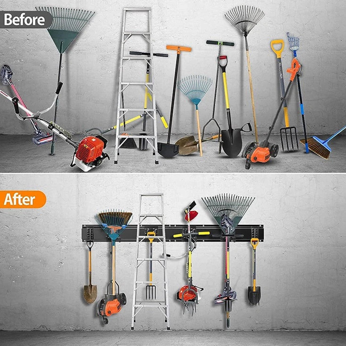3x Garage Garden Tool Holder Storage Rack Shed Wall Mounted Organizer Long Hooks
