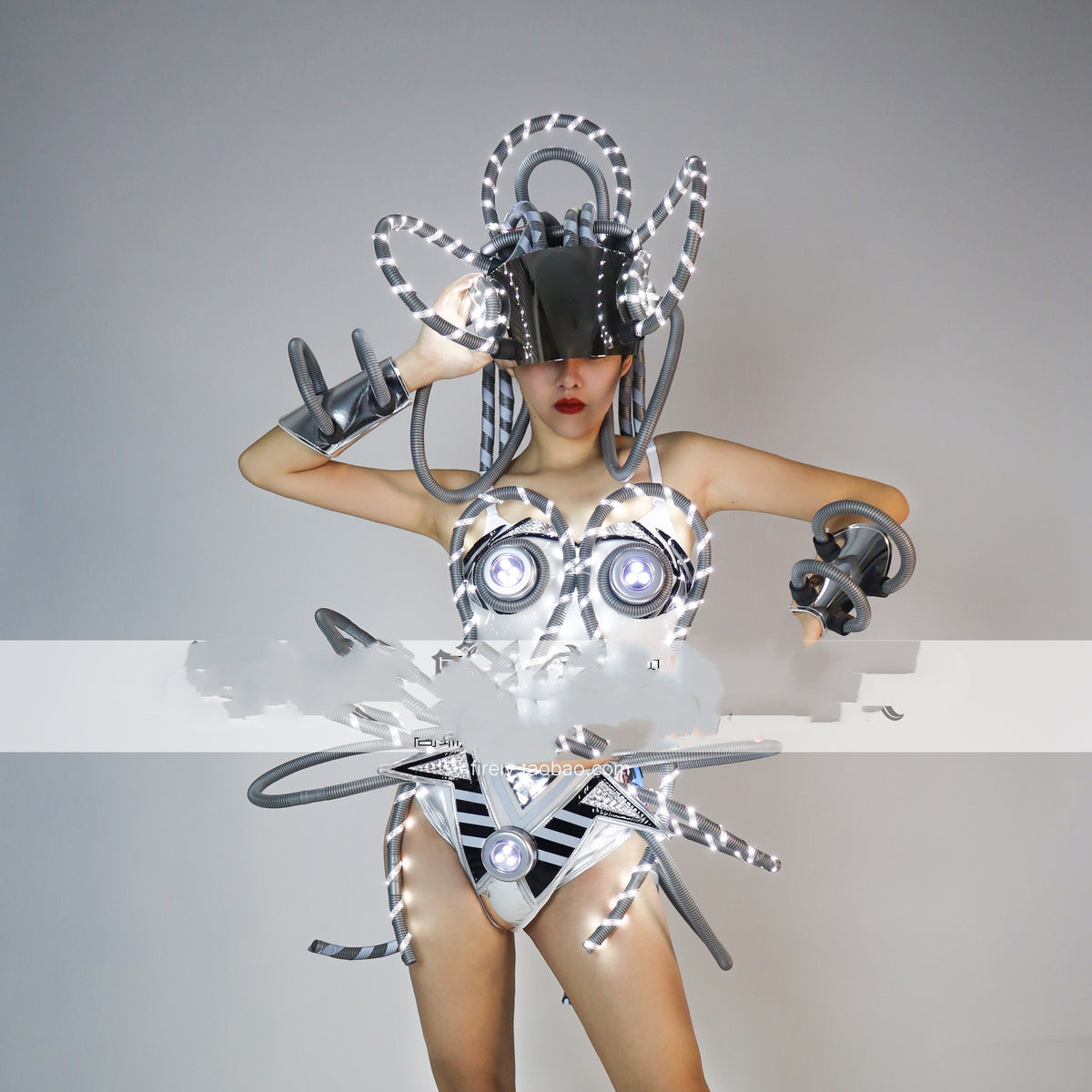 Cyberpunk Performance Suit Lumineux Led Silver