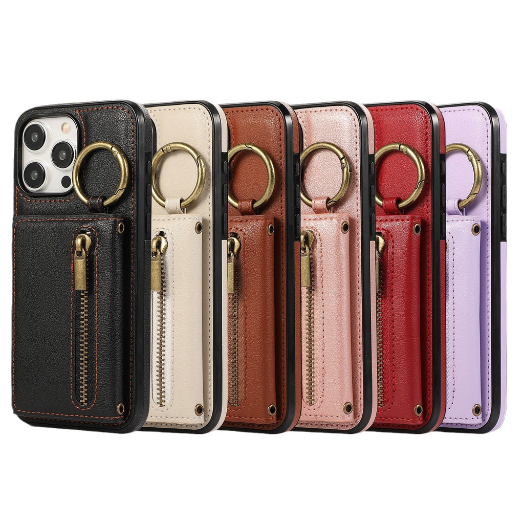 Convient pour IPhone16 Crossbody Mobile Phone Porte-cartes zippées à triple pli