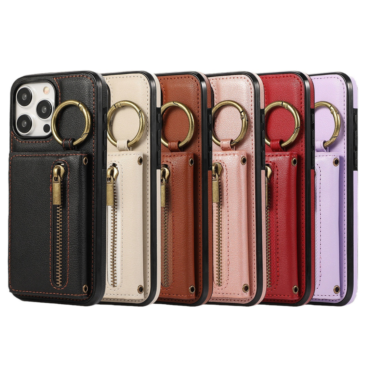 Convient pour IPhone16 Crossbody Mobile Phone Porte-cartes zippées à triple pli