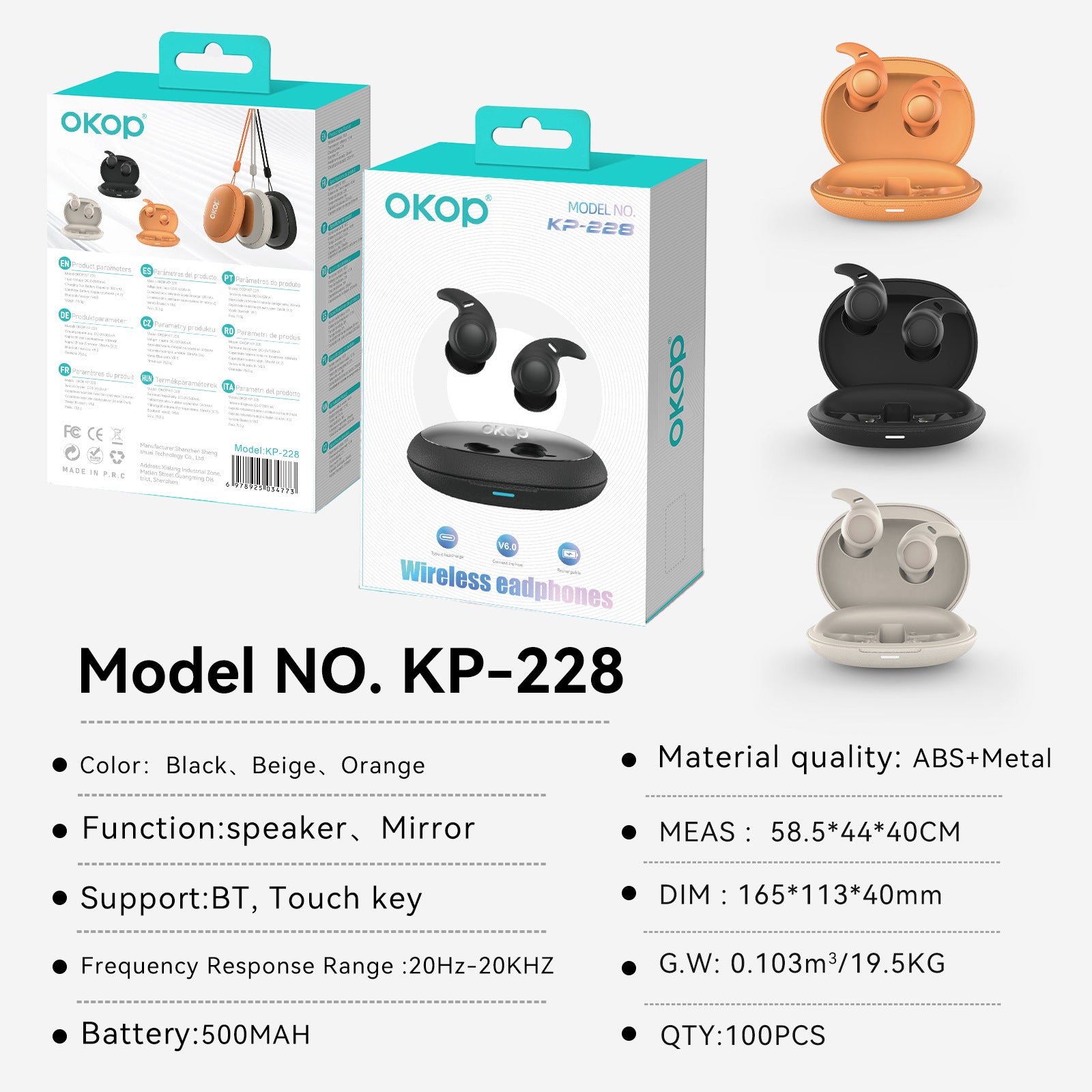 KP-228 Hot-seller En stock sans fil Bluetooth écouteurs de sommeil dans l'oreille conception longue batterie Li