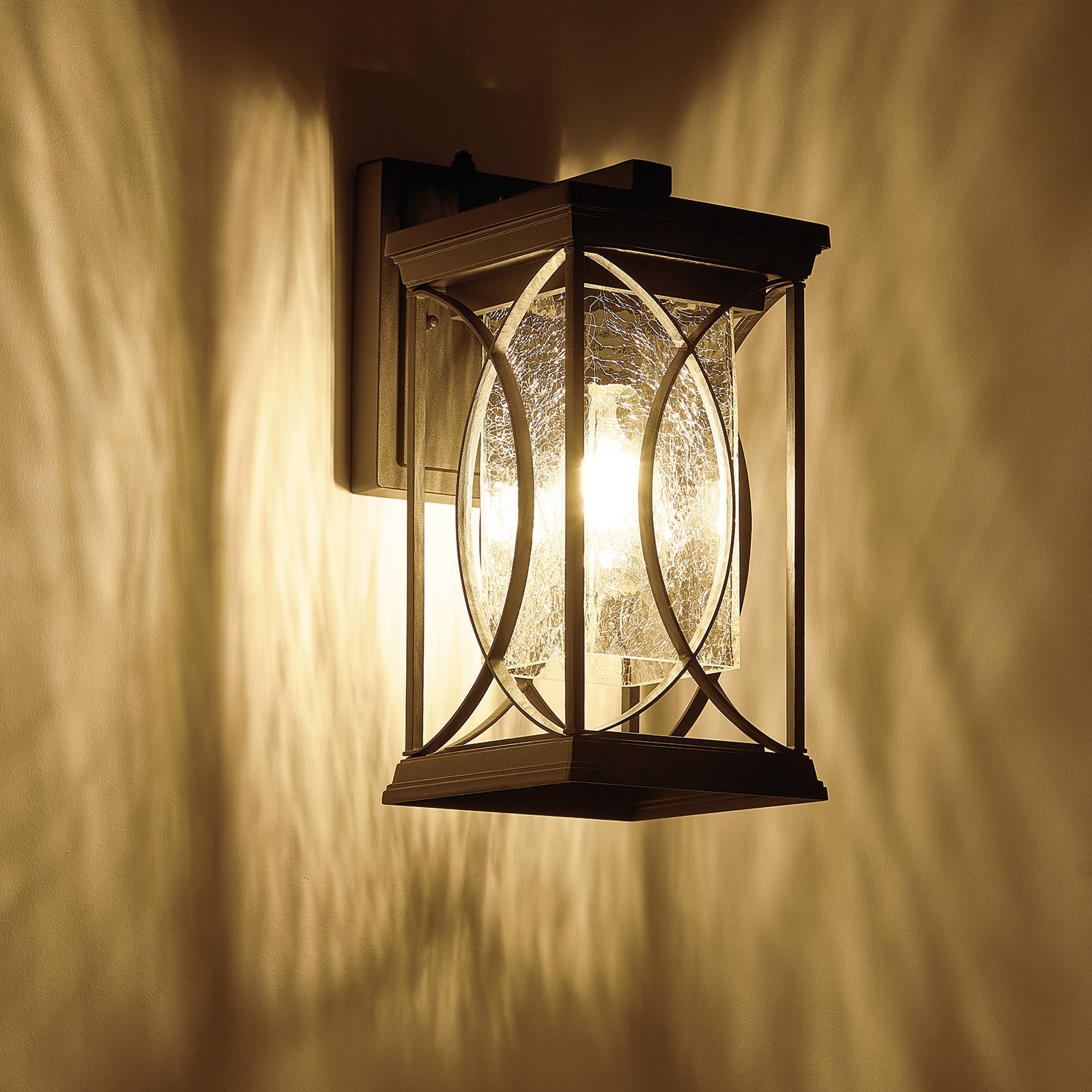 Oil Rubbed Bronze Porch Light Dusk to Dawn Outdoor Wall Lantern Small Modern Exterior Light Fixture Aluminum with Crack-Like Glass IP65 Waterproof Out