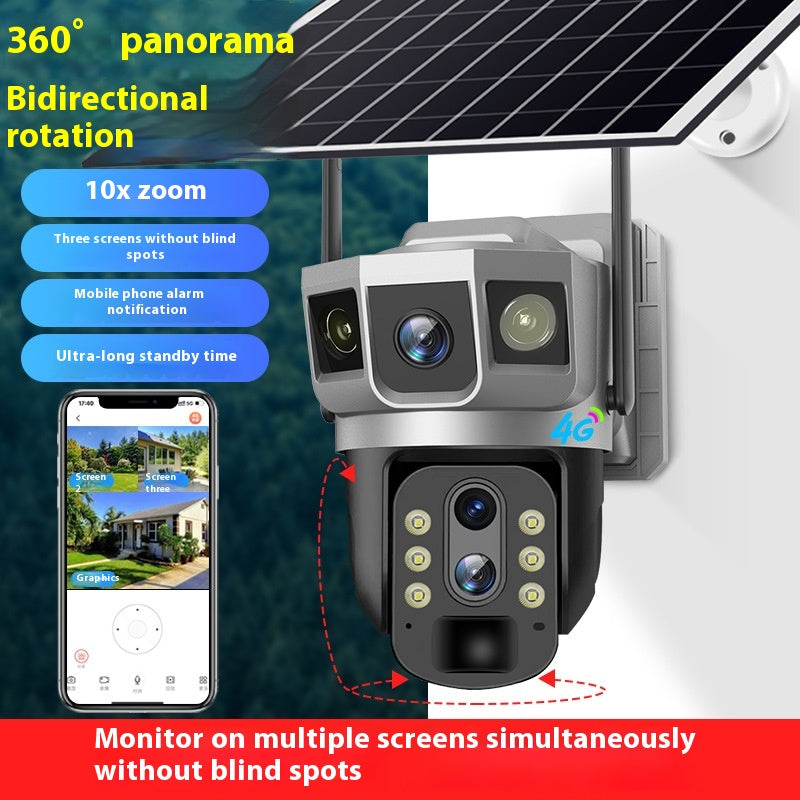 V380 3-écran 4G ménage extérieur 10 fois Zoom nuit vision HD Smart Monitor Caméra