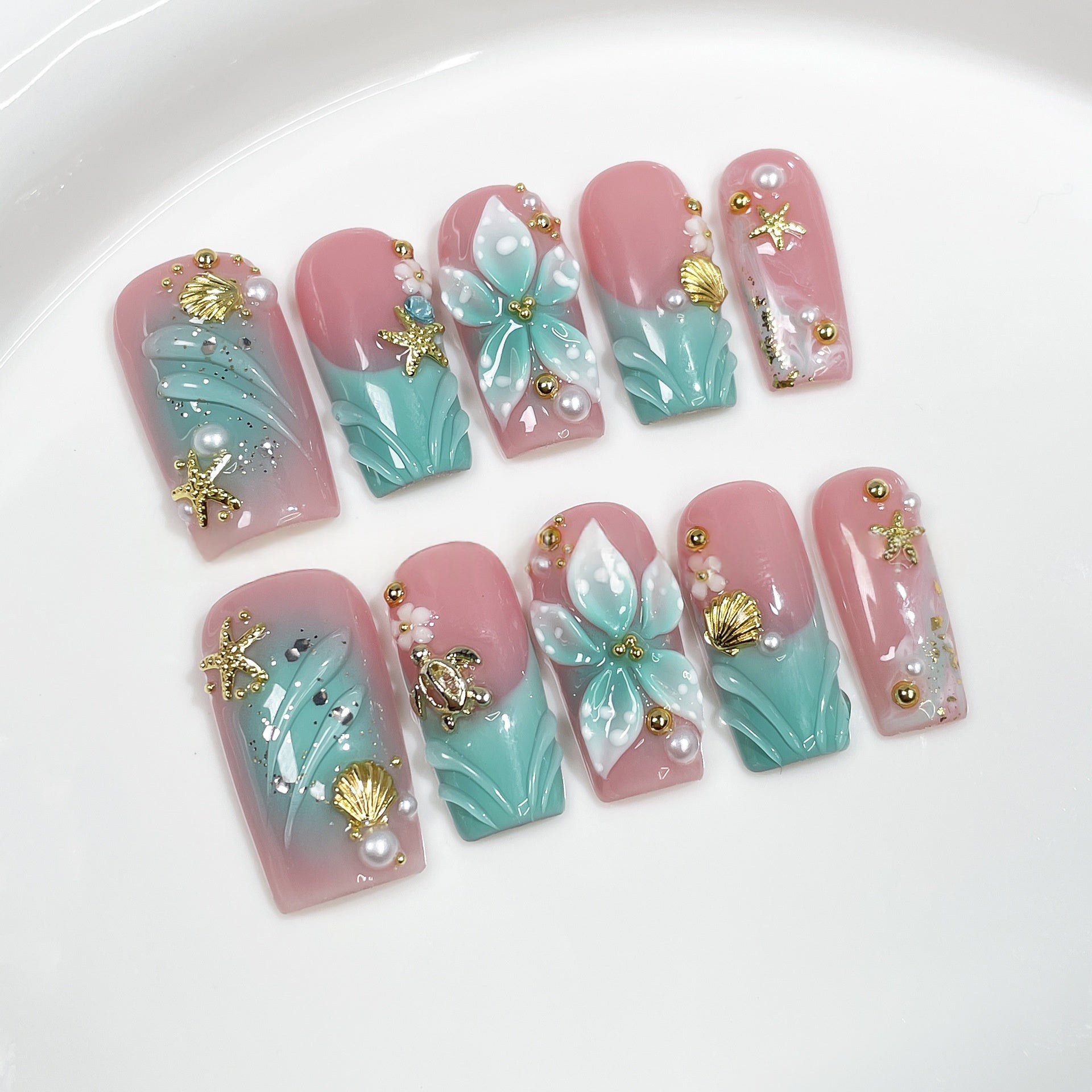 Gradient 3D femmes sculptées Art des ongles occasionnels