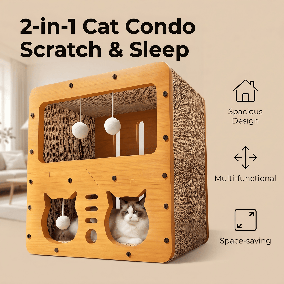 2 Styles Double couche Cat Scratcher House Multifonctionnel papier ondulé Cat Nest Villa