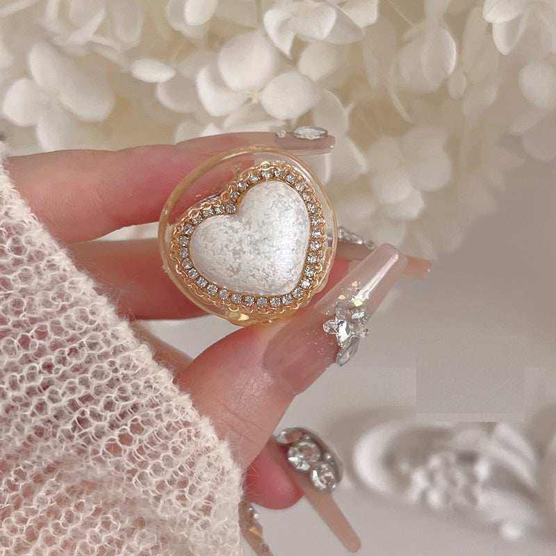 Style Girly de haute qualité Léger luxe délicat perles sertie Diamond Love Pearl mignon Trumpet Loos