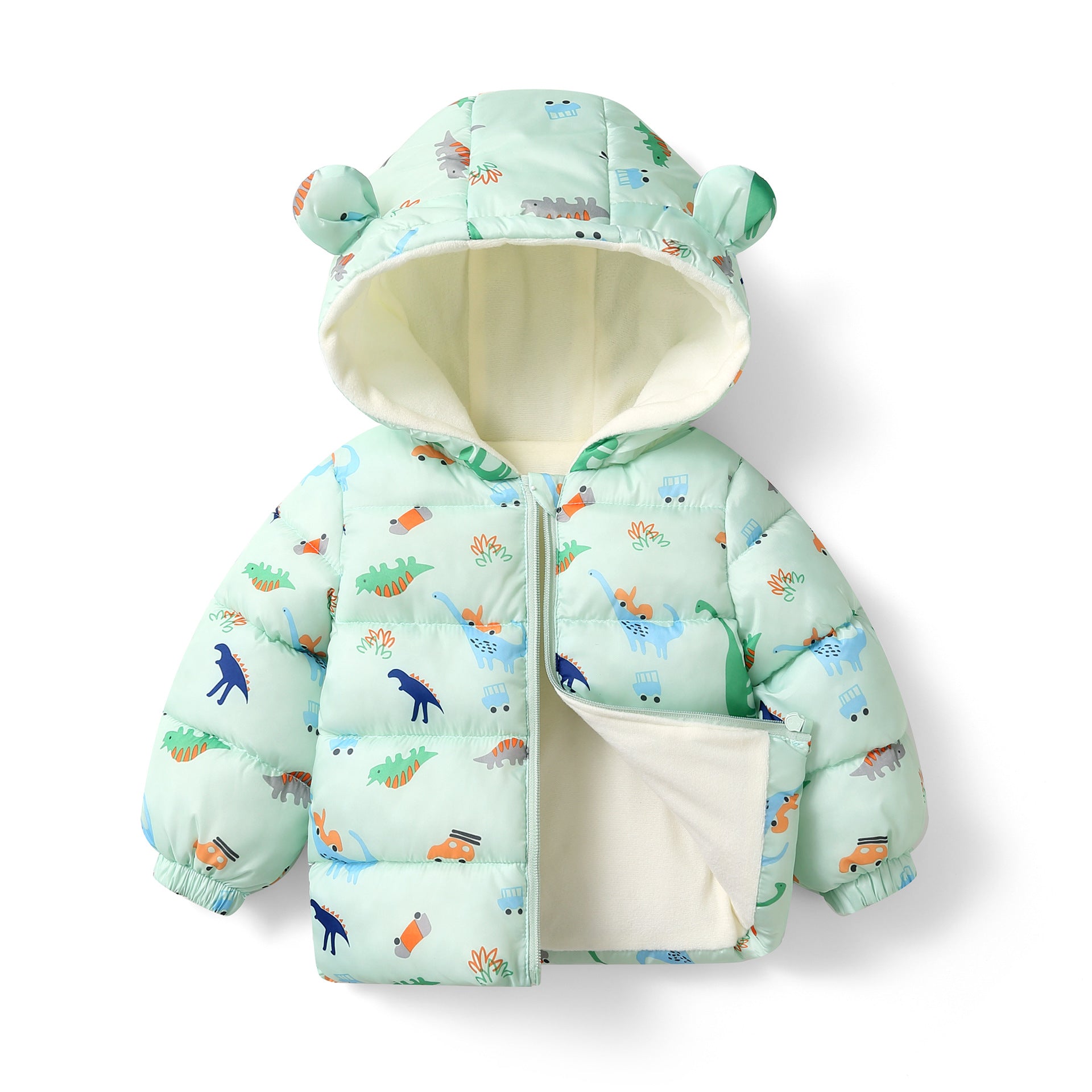 Veste rembourrée en coton avec polaire épais et à capuche pour bébés et tout-petits