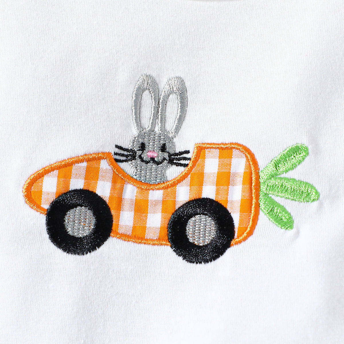 Carrot Bunny Embroidered Short Sleeve Romper and Pants