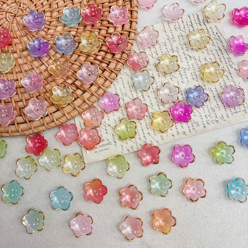 Perles de fleurs acryliques dorées à deux tons