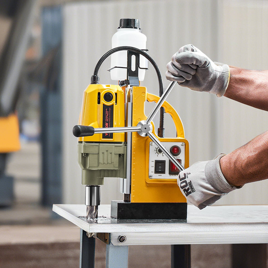 Perceuse magnétique 1200W 2810 Lbf Mag Perceuse presse 1.6 Dans le diamètre de l'ennui jaune