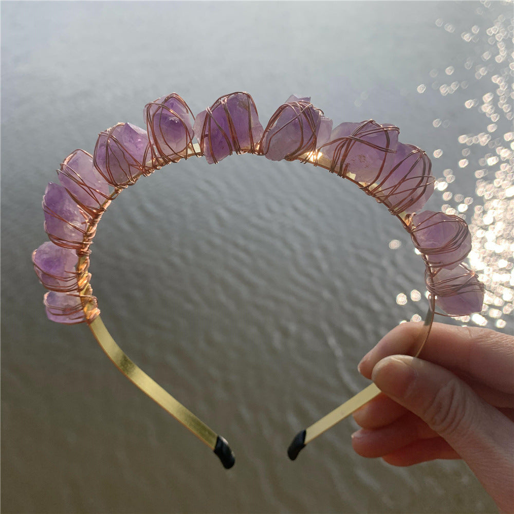 Cristal naturel Quartz Couronne Né Améthyste Gemme Coiffure de mariage