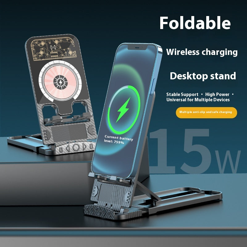 2-en-1 Chargeur de téléphone sans fil Support pliable portable ultra-mince