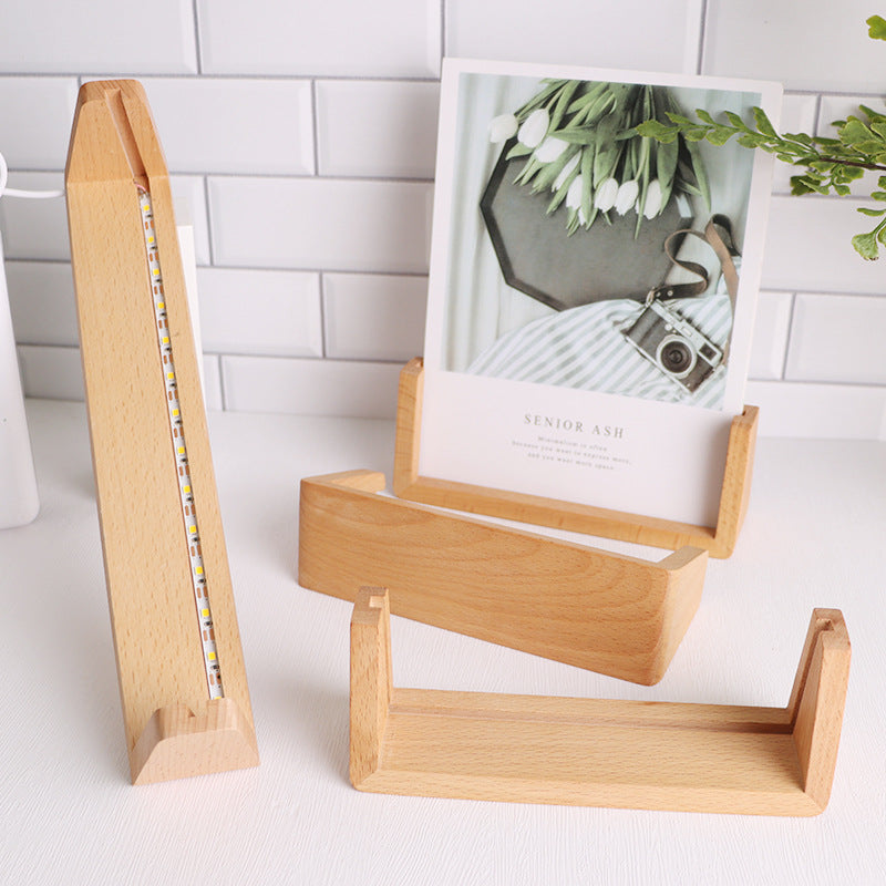 Affichage lumineux U en bois Acrylique rack Photo cadre bureau Calendrier Support de lampe