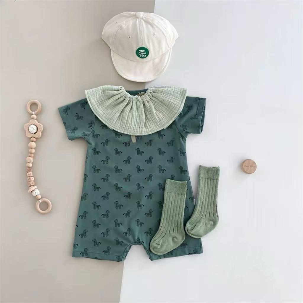 Jeu de manches courtes Romper court avec shorts à thème zèbre