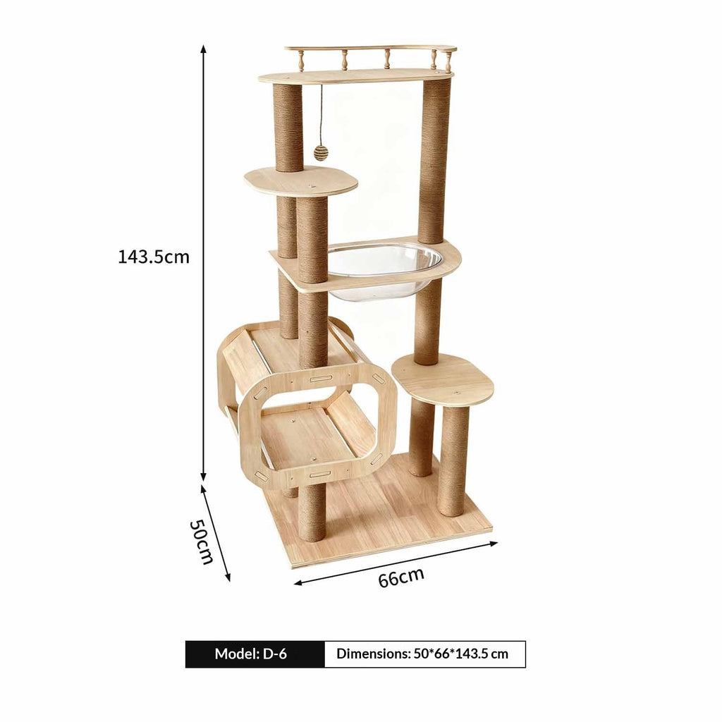 Maison de chat et arbre de chat multicouche en bois massif