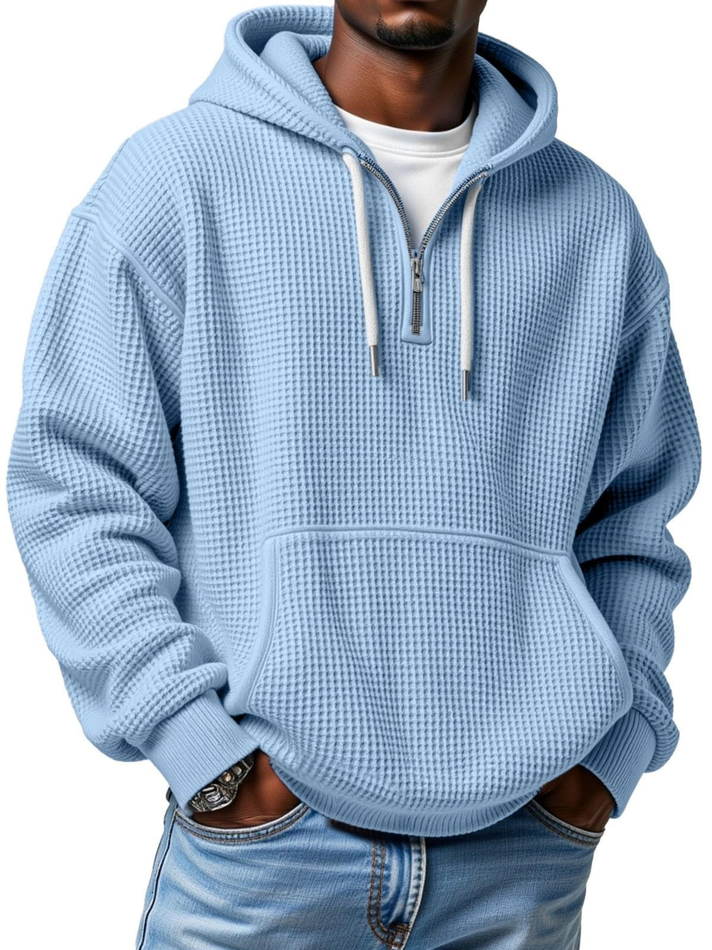 Autumn And Winter Amazon Independent Station Fashion Sports Trendy Brand Tops Waffle pour hommes