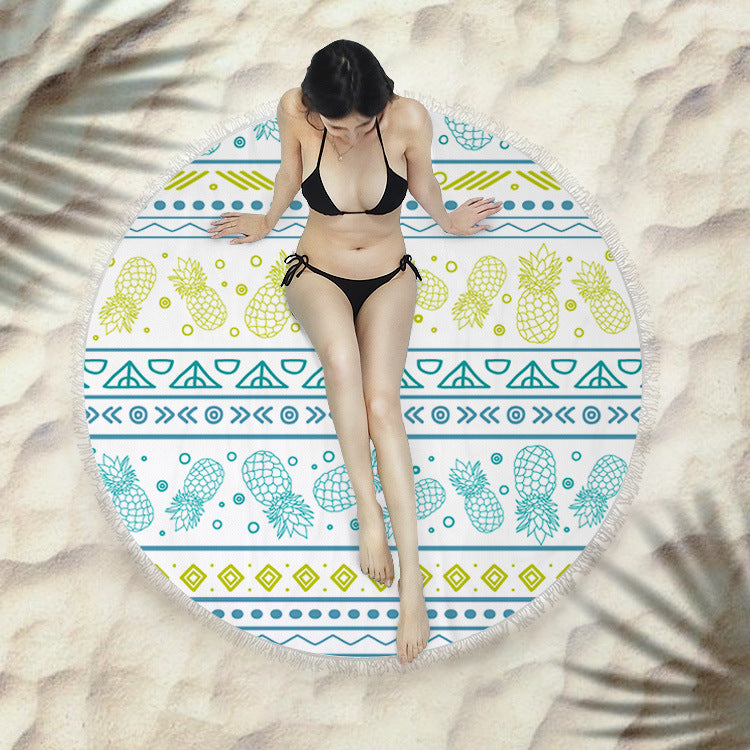 Serviette de plage fringée, serviette de bain ronde, serviette de plage