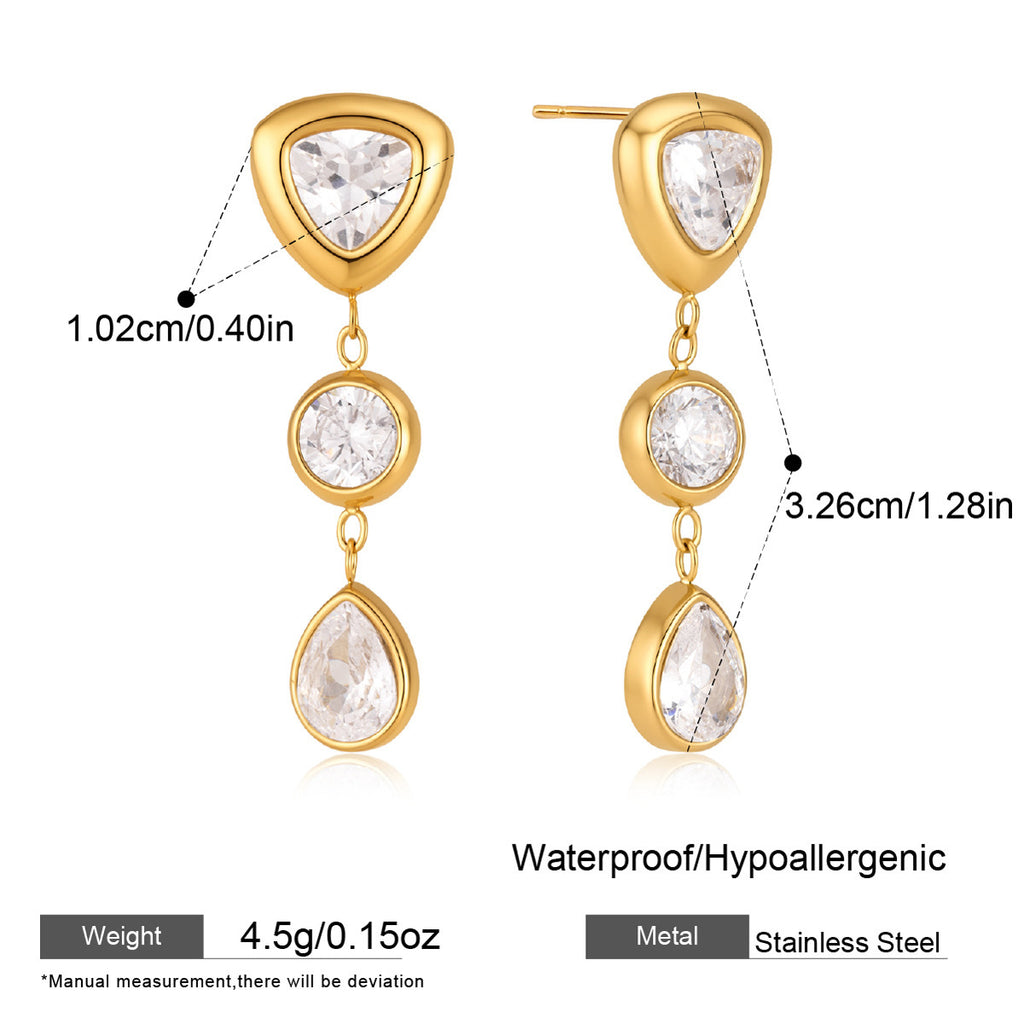 Collier en acier au titane Zircon Et boucles d'oreilles