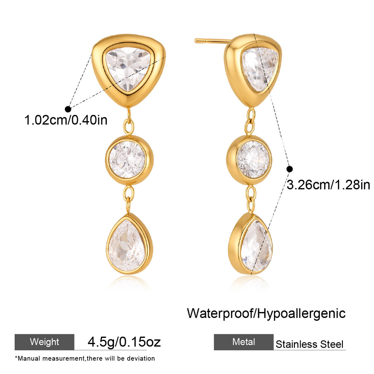 Collier en acier au titane Zircon Et boucles d'oreilles