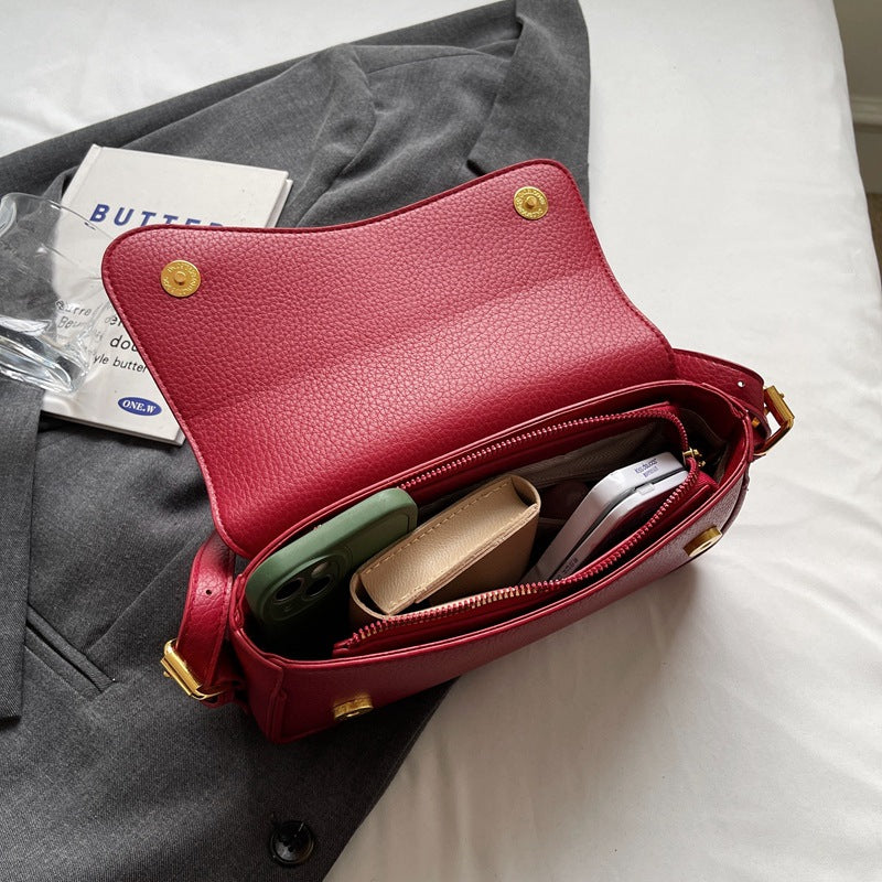 Sac transversal élégant à épaule unique de couleur solide rétro