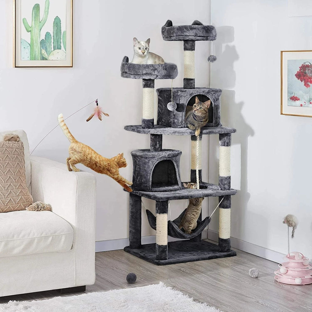 Arbre de chat vertical avec lit de chat intégré