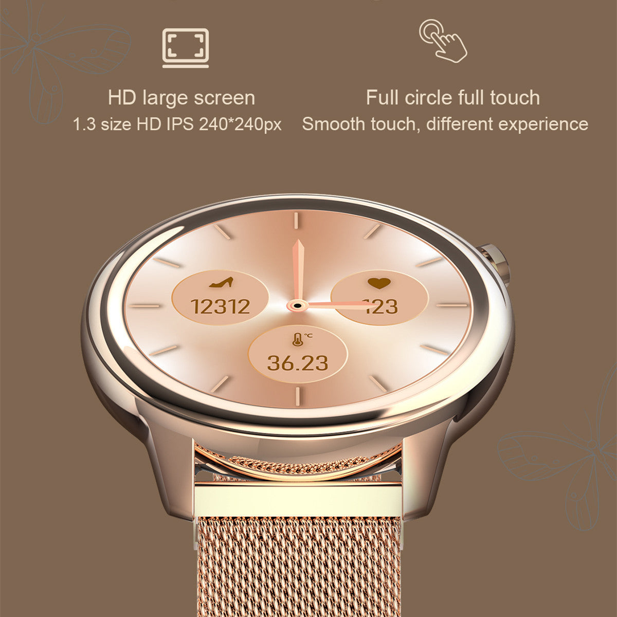 Fashion Smart Watch Dames Heart Rate Blood Pression Multifonctionnelle Sport Watch Hommes Femmes
