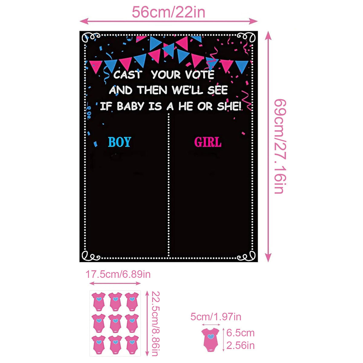 Bébé Sexe Reveal Vote garçon ou fille affiche panneau Sticker