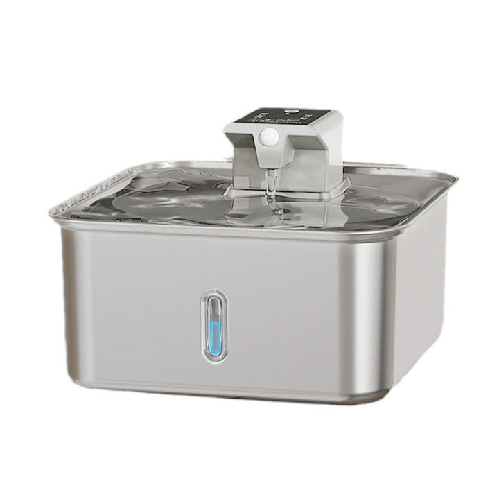 Fontaine d'eau de chat sans fil en acier inoxydable rechargeable