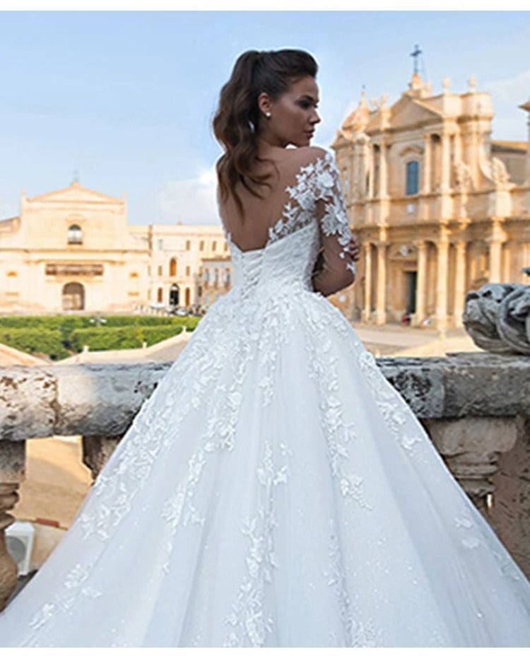 Robe à manches longues à col V mince rétro